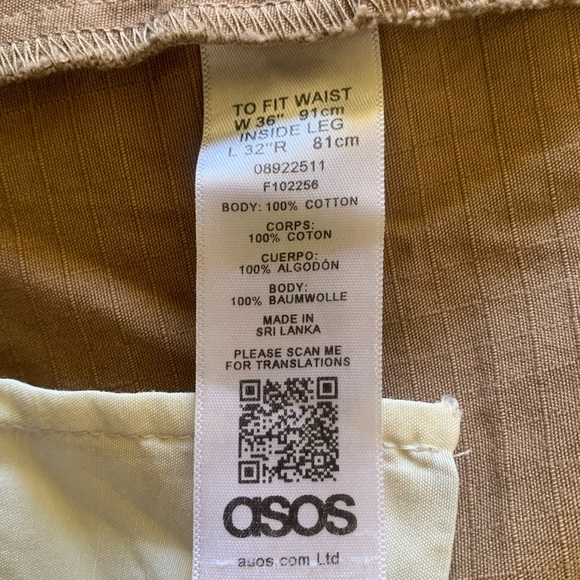 ASOS men’s Khaki Cargo pants with jogger hems Multiple pockets elasticized waist - Picture 8 of 11